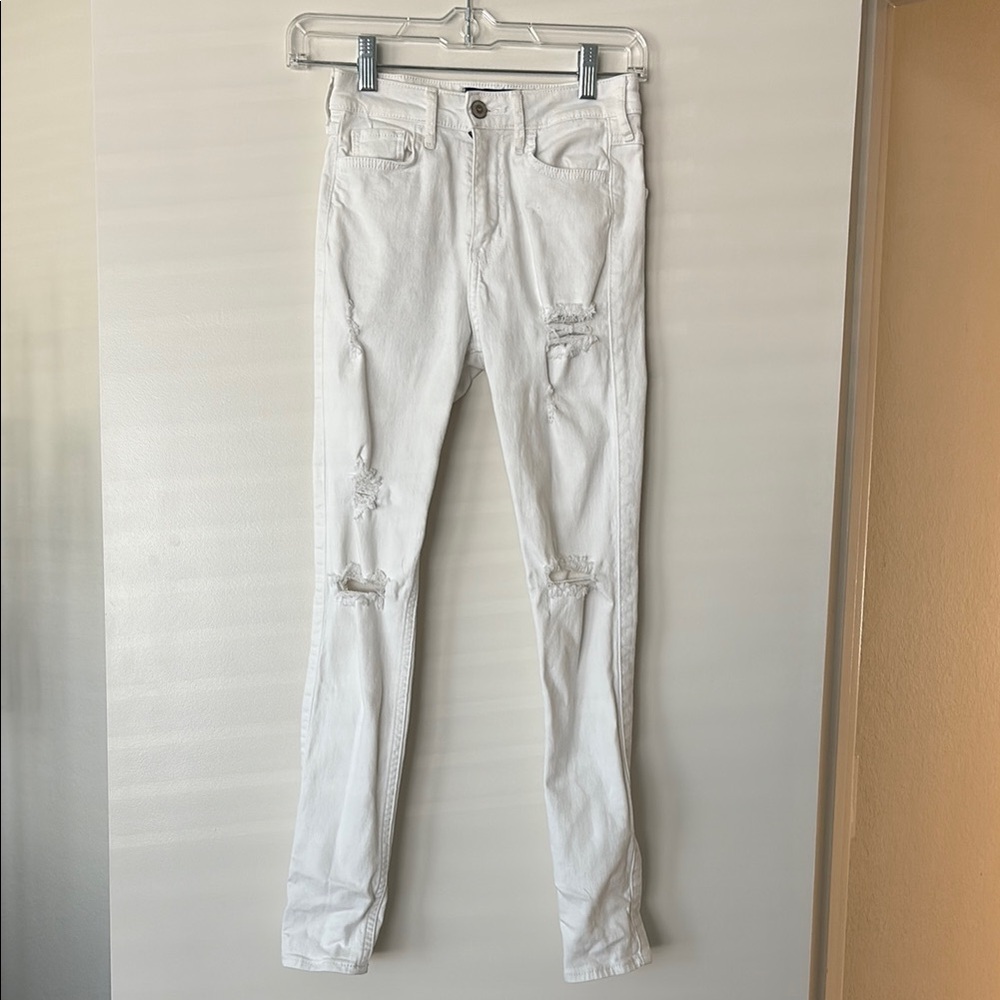 Hollister White Ripped Skinny Jeans